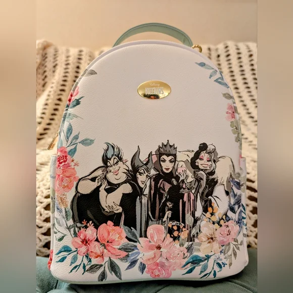 Disney | Bags | Disney White Villains Backpack With Floral  display picture 3